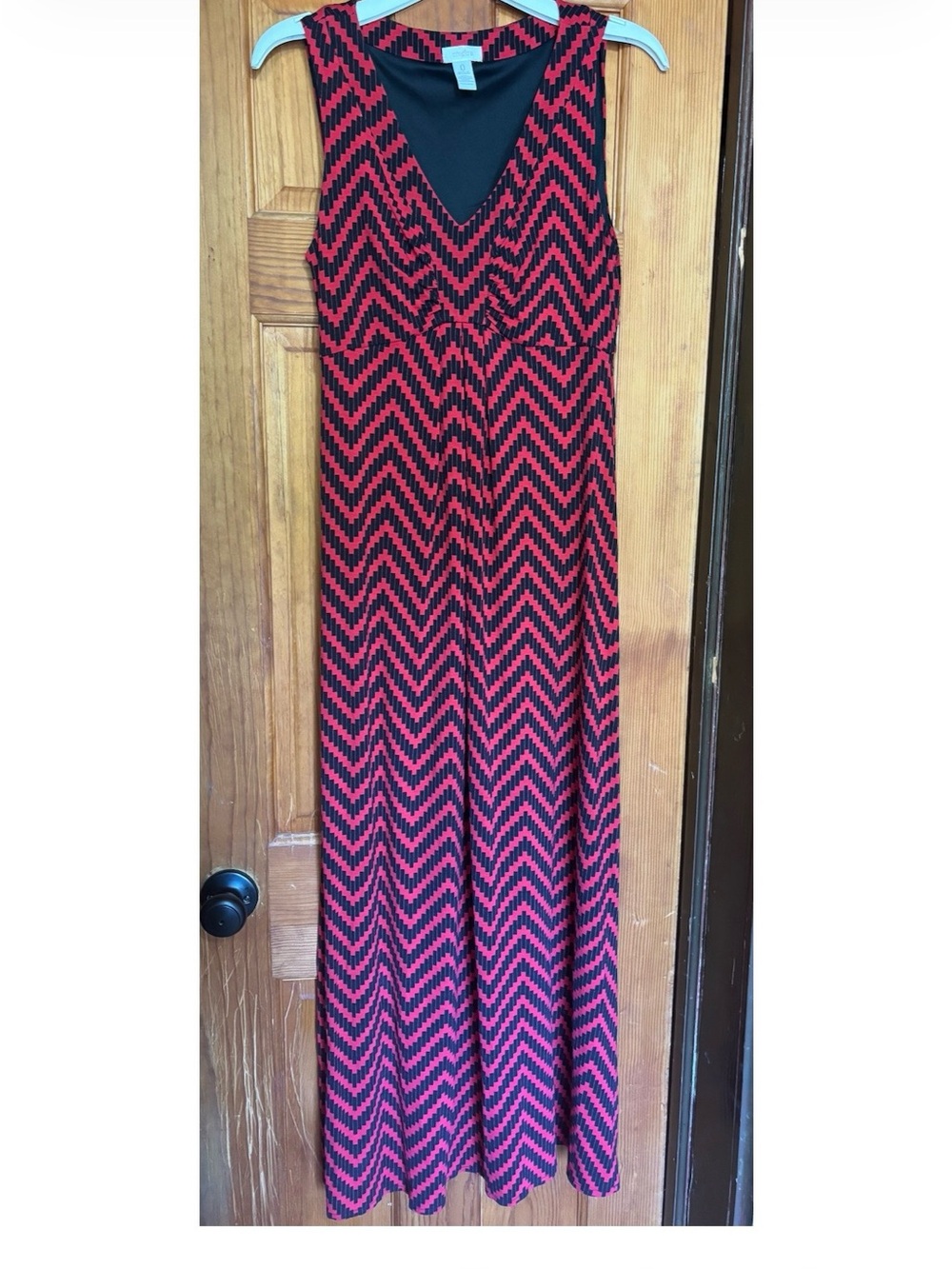 Women's Red and Black Chevron Maxi dress